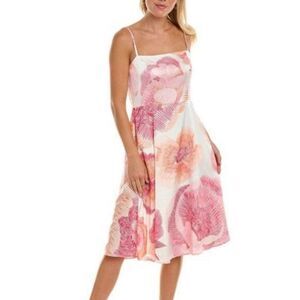 Hutch NWT Declan Ivory Satin Floral Adjustable Straps Knee‎ Length Dress Size XL